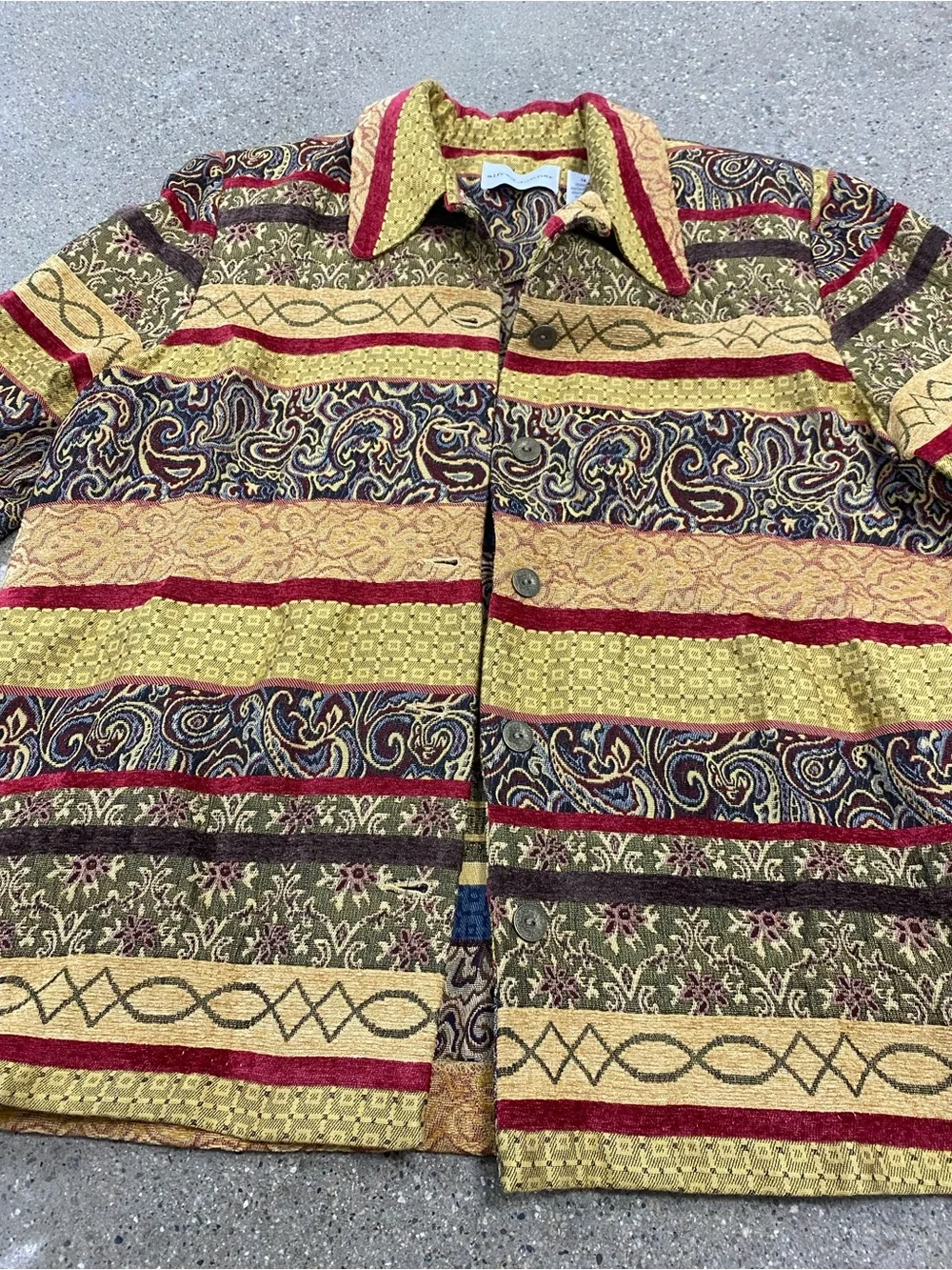 Vintage Alfred Dunner Paisley Tapestry Jacket Collared Blazer size 16